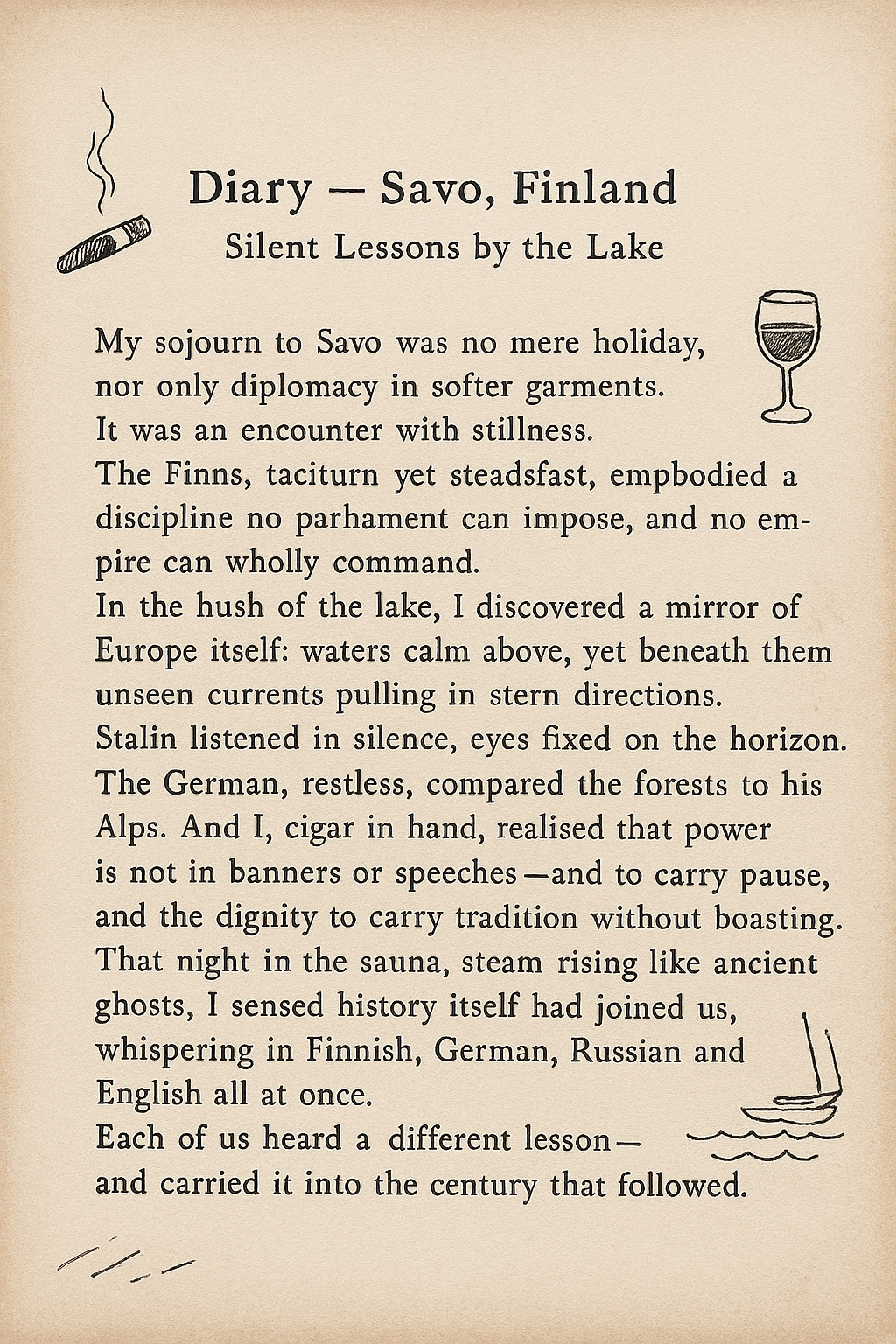 Diary — Savo, Finland. Silent Lessons by the Lake.