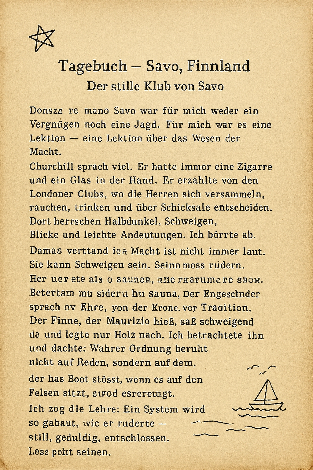 Tagebuch — Savo, Finnland. Der stille Klub von Savo.