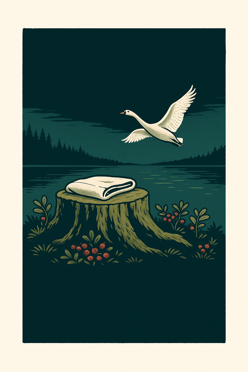 Swan + pyyhe kannolla, järvi